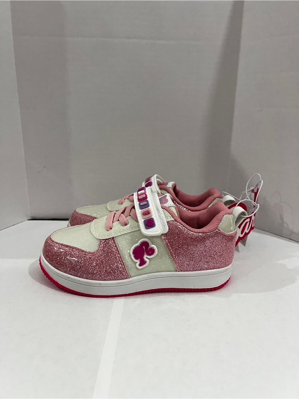 Barbie Girls’ Toddler & Little Kids Sneakers Pink & White Barbie Glitter Size 9
